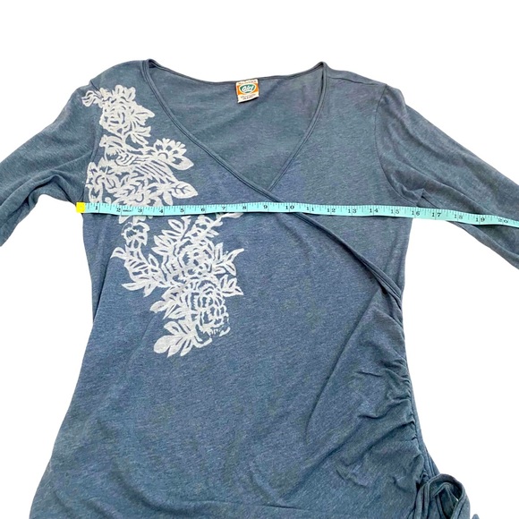 Weavers Girl Heather Blue With White Floral Print Tunic Top Mini Dress,Juniors M - Picture 8 of 11